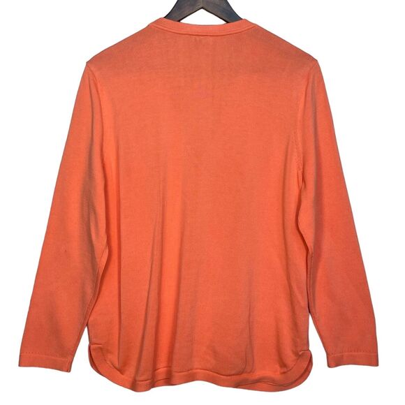 Talbots Button Front Cardigan Sweater Women‎ Size PXL Orange V-Neck Knit - Picture 6 of 13